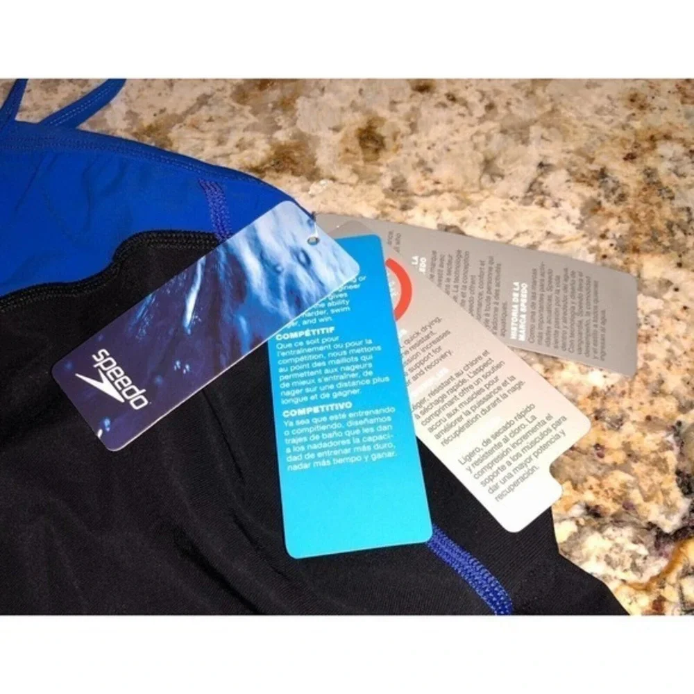 SPEEDO Bolt Splice Drill Back Swim‎ Suit BLUE Womens Sz 2 28